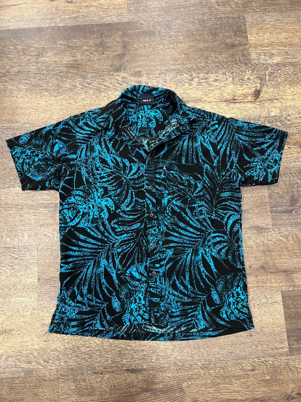 Aisokula Fiji Blue & Black Tropical Print Shirt